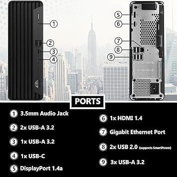 HP ProDesk G9 SFF Desktop Computer| 13th Core i3 CPU| Dual 4K Display Support| 32GB RAM, 1TB SSD| WiFi| Bluetooth| HDMI, USB, RJ-45| Windows 11 Pro| Wired Keyboard & Mouse| Business & Personal Use