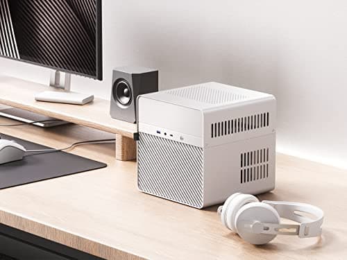 JONSBO N2 White NAS ITX Case 5+1 Disk Bays Mini Aluminum Case, Built-in 12cm Fan, SFX Power Bite (L150mm Max.), Support 65mm CPU Cooler, Integrated Upper Cover Removable，White