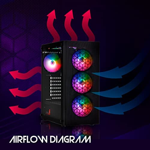 Raidmax X921 Mesh Airflow and Tempered Glass Gaming PC Case with Fans, Pre-Installed 6 Static RGB Color Fans, ATX Mid Tower PC Case, Black, Support ATX, Micro ATX, Water Colling