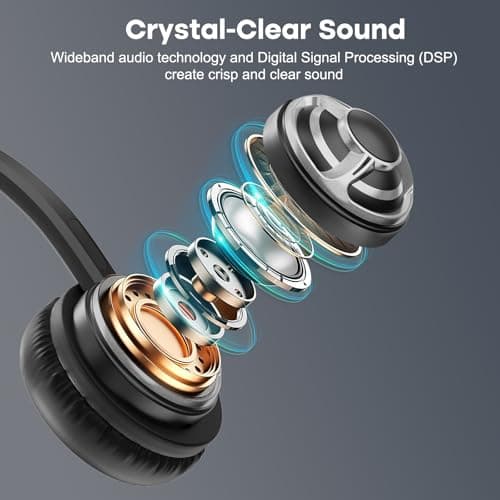 MKJ USB Headset for Call Centers & Office - Noise Canceling Microphone, Wired USB Headphone for Computer PC Laptop, Compatible with Zoom, Ms Teams, Webex, Google Meet, Ideal for Hybrid Workspaces