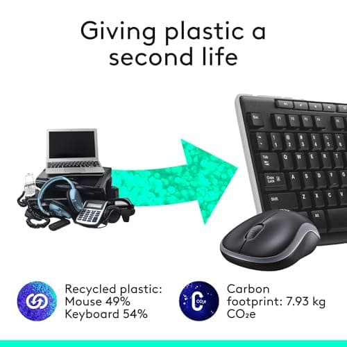 Logitech MK270 Wireless Keyboard and Mouse Combo for Windows, 2.4 GHz, 8 Multimedia Keys, PC, Laptop, Wireless Keyboard Compact Mouse Combo - Black