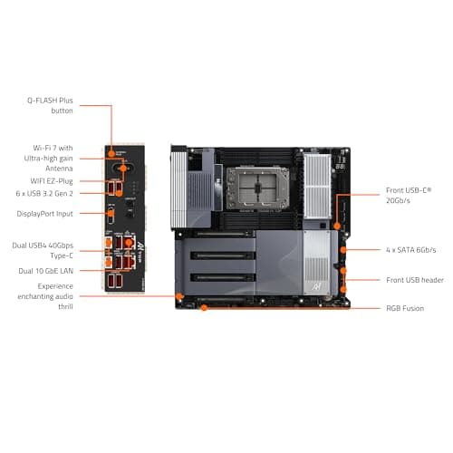 GIGABYTE TRX50 AI TOP sTR5 AMD TRX50 EATX Motherboard - DDR5, PCIe 5.0 M.2, PCIe 5.0, USB4 Type-C, Wi-Fi 7, Marvell 10GbE