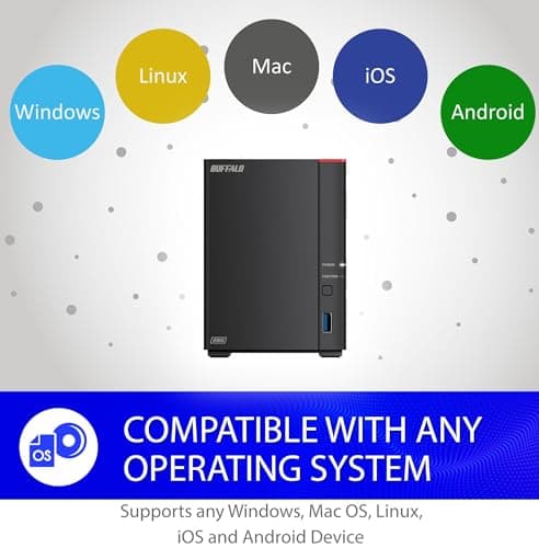 BUFFALO LinkStation 720 16TB 2-Bay Home Office Private Cloud Data Storage with Hard Drives Included/Computer Network Attached Storage/NAS Storage/Network Storage/Media Server/File Server