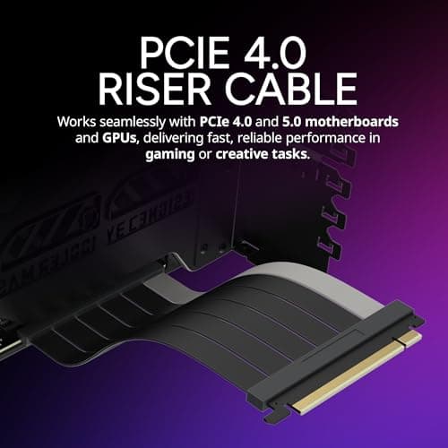 Cooler Master MasterAccessory Vertical GPU Card Holder Kit V3 Black, Premium Riser Cable PCI-E 4.0 x16-165mm, PCIe 3.0 Compatible, Adjustable Length for E-ATX|ATX|Micro ATX Case (MCA-U000R-KFVK03)