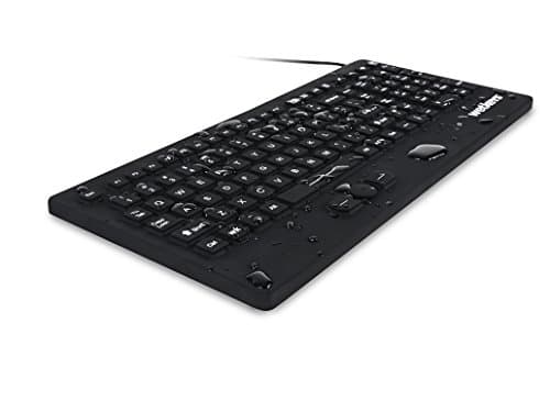 WetKeys "Rugged-Point Industrial-Grade Heavy-Duty Full-Size Washable Keyboard with Track-Pointer and ON/Off Switch (USB) (Black) | KBWKRC105SPi-BK