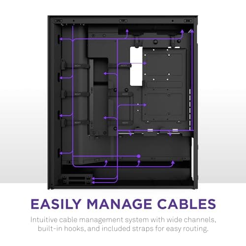 NZXT H7 Flow 2024 - Mid-Tower ATX Airflow Case - Includes Pre-Installed 3 x 120mm Fans - Supports Bottom Fans for Dedicated GPU Cooling - Cable Management - Black