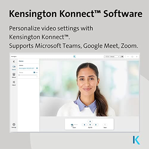 Kensington W2050 Pro 1080p Auto Focus Pro Webcam with Dual Stereo Microphone for Video Conferencing, Software Control, Privacy Shutter, Compatible with Zoom/Skype/Teams and More (K81176WW)