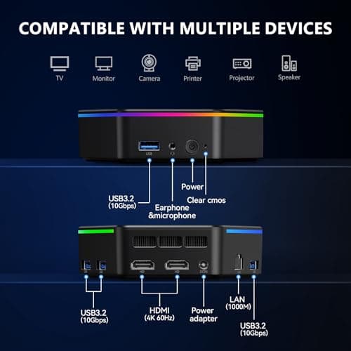 Mini PC, 12th Alder Lake N100 Linux Mini Computer (up to 3.4GHz), 16GB DDR4 RAM 512GB SSD Small Desktop Computer WiFi 6/4K Dual Display/USB3.2/BT5.2/Gigabit Ethernet for Home, Office, Business