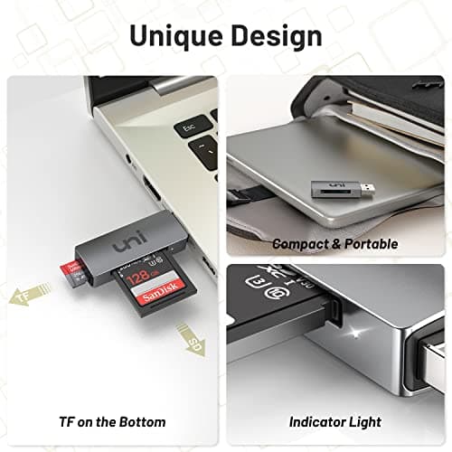 uni SD Card Reader, USB 3.0 SD Card Adapter High-Speed Micro SD Memory Card Reader Support SD/Micro SD/TF/SDHC/SDXC/MMC/UHS-I Card Compatible with Mac, Win, Linux, PC, Laptop, Chromebook, Camera