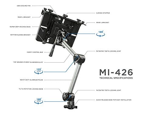 Mount-It! Laptop Vehicle Mount, No-Drill Computer Seat Mount, Full Motion Adjustable Design for Auto, Truck, Car, Van Use