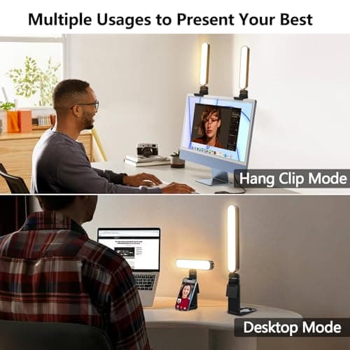 yAyusi Dual-lamp Video Conference Lighting, LED Streaming Light with Remote and Touch Control, Zoom Lighting for Computer,Webcam Laptop Monitor Ring Light for Video Calls/Zoom Meetings/Video Recording