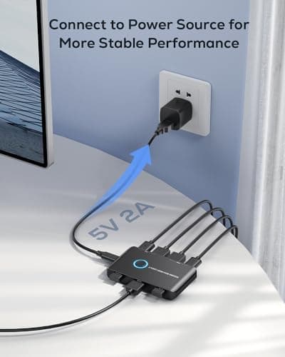 KVM Switch HDMI 2 Port Box,ABLEWE USB and HDMI Switch for 2 Computers Share Keyboard Mouse Printer and one HD Monitor,Support UHD 4K@60Hz,with 2 USB Cable and 2 HDMI Cable