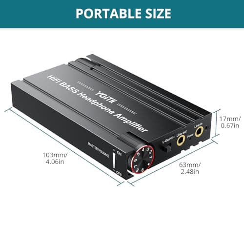 Professional 16-600Ω Headphone Amplifier with Bass Boost, Portable HiFi Earphone Amplifiers, Gain Switch Bass Volume Adjust, Rechargeble Headphone Amp 3.5mm Jack for Phones, iPad, MP3, MP4