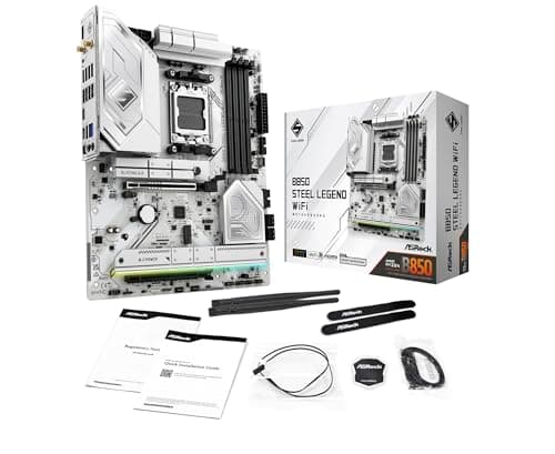 ASRock AMD B850 Steel Legend WiFi 7 Socket AM5 Ryzen 9000, 8000 and 7000 Series DDR5 up to 8000+ (OC) MHz 256GB ATX Motherboard M.2 SATA3 6.0 Gb/s PCIe 5.0 1 HDMI