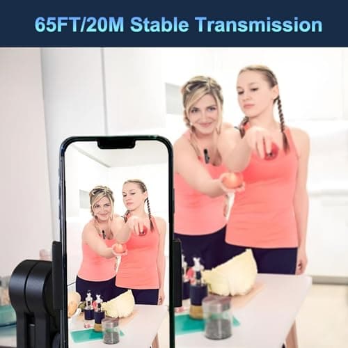 Wireless Lavalier Microphone for iPhone, iPad and Android Devices, Noise Cancelling,Bluetooth Mini Lapel Microphone for YouTube/Vlogging/Live Streaming/Tiktok/Interview