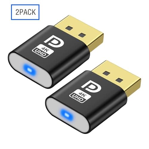 MEIRIYFA Display Port Headless Ghost Display Emulator, 4K Displayport Dummy Plug EDID Emulator Virtual Display Adapter for Crypto Mining, Remote Servers, Virtual Desktops (2Pcs)