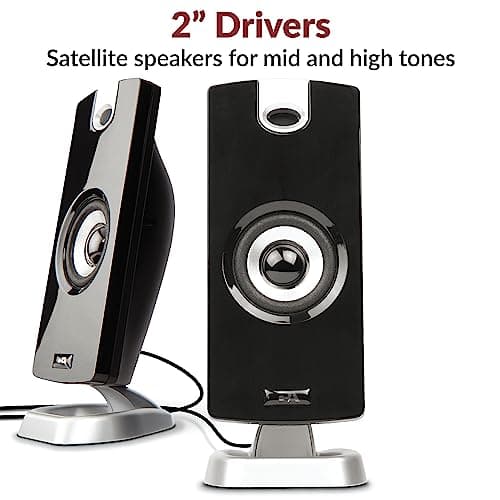 Cyber Acoustics CA-3090 2.1 Speaker System with Subwoofer with 18W of Power – Easy Setup and Convenient Controls, Great for Music, Movies, and Gaming