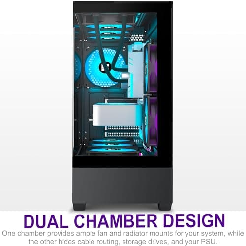 PC Case - Pre-Installed 6 PWM ARGB Fan, ATX Mid-Tower Gaming PC Case,Type-C, FOIFKIN (Black, F1)