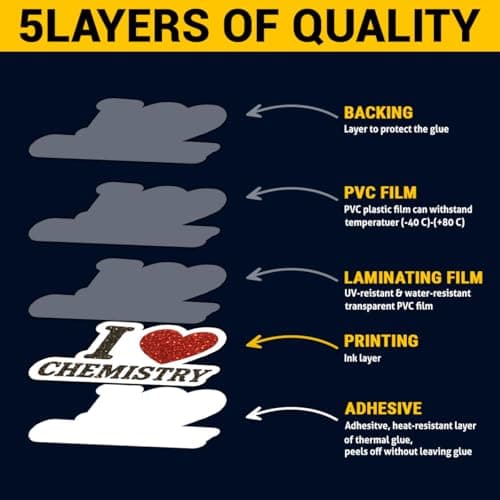 3 Pcs I Love Chemistry Sticker – Cute Science Lab Quote Vinyl Decal Waterproof for Laptop, Water Bottle, Notebook – Gift for Chemistry Teachers, Students, Science Lovers – 3 Inch