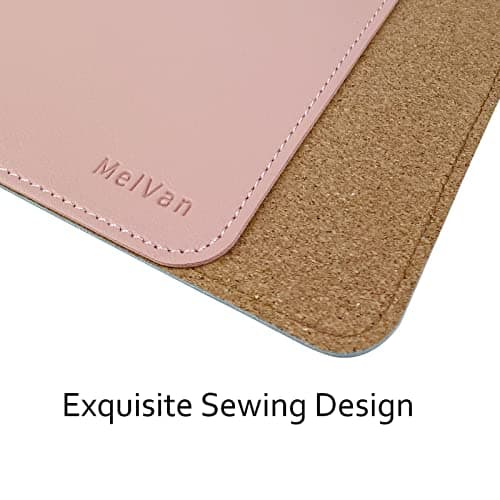 MelVan PU Leather Mouse Pad with Stitched Edge, Waterproof Gaming Mouse Mat for Computers, Laptop, Office & Home, 10.2" x 8.3", 1 Pack (Pink)