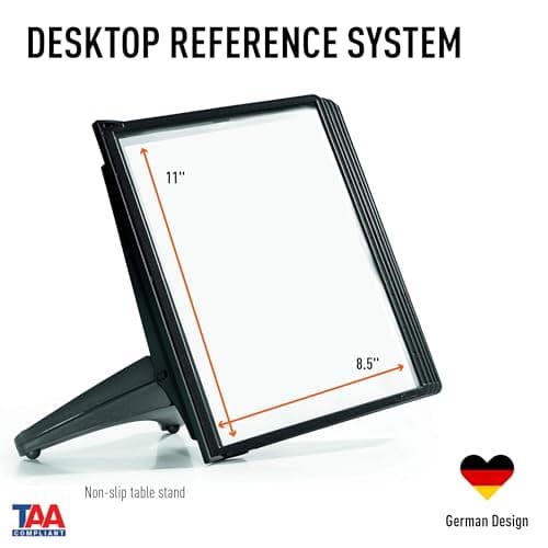 Durable Desktop Reference System with 5 Double-Sided Panels - Letter-Size 8.5" x 11" Inches - Black SHERPA SOHO Design - Desk Reference Organizer