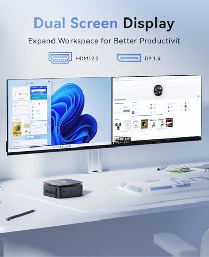 KAMRUI Mini PC Computer, Intel Processor N97 (up to 3.6 GHz), 16GB DDR4 RAM 256GB M.2 SSD, Mini Desktop Computer Support Dual 4K, WiFi, Bluetooth, Ethernet, HTPC for Business, Education, Home