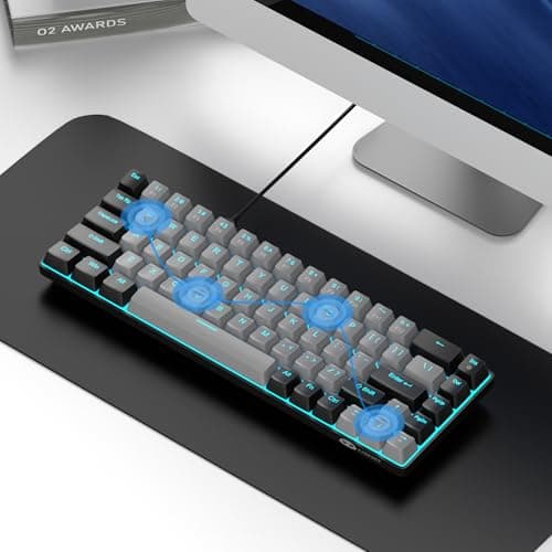 MageGee Portable 60% Mechanical Gaming Keyboard, MK-Box LED Backlit Compact 68 Keys Mini Wired Office Keyboard with Blue Switch for Windows Laptop PC Mac - Grey/Black