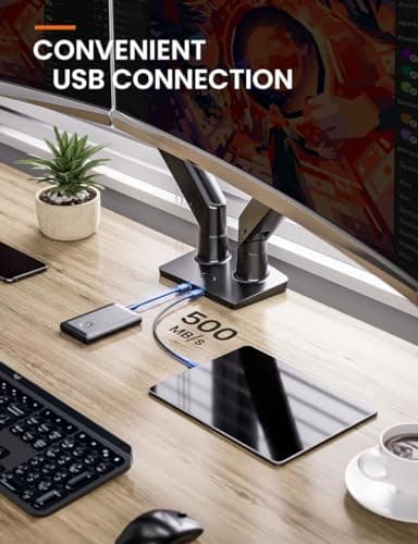 ErGear Dual Monitor Desk Mount up to 40 inches Screens, Max 26.4lbs Capacity Each, Heavy Duty Ultrawide Monitor Arm with USB Ports, Height Adjustable Monitor Stand, VESA 75x75mm or 100x100mm, Black