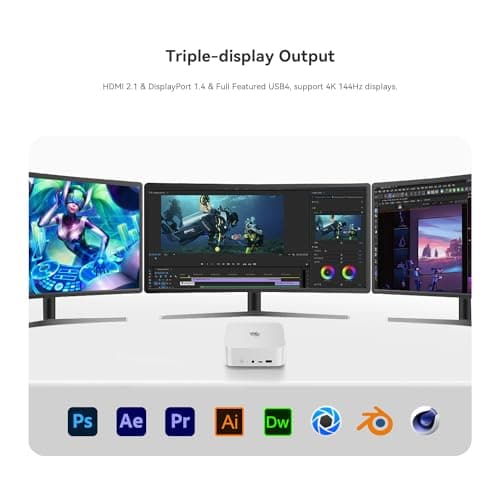Beelink SER8 Mini PC, AMD Ryzen 7 8845HS(4nm, 8C/16T) up to 5.1GHz, Mini Computer 64GB DDR5 RAM 2TB M.2 NVME SSD, Desktop PC 4K@144Hz Triple Display, Mini Gaming Computer WiFi6/BT5.2/2.5Gbps/W-11 Pro