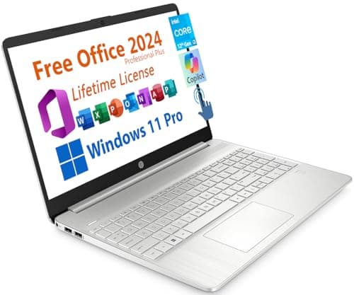 HP 15.6" Business Laptop, Free Microsoft Office 2024 Lifetime License, Copilot AI Chat, HD Touchscreen Display, Intel 6-Core i3-1215U 4.4 GHz, 16GB RAM, 512GB SSD, Long Battery Life, Windows 11 Pro