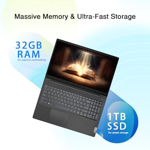 Lenovo V15 Business Laptop | Intel 4-core Processor | 15.6" FHD (1920 x 1080) | 32GB RAM | 1TB SSD | Ethernet RJ-45 | Military Durability | Windows 11 Pro | w/WOWPC 500GB External Storage