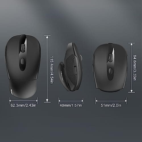 TECKNET Folding Wireless Mouse, 2.4G Travel Mouse Portable 3 Adjustable DPI 2000/1500/1000 Compatible with Notebook, PC, Computer, 2-Year Battery Life