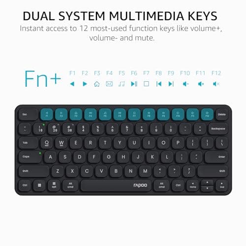 Rapoo 9010M Multi-Device Keyboard and Mouse Combo, 2.4GHz/Bluetooth 5.0/4.0 Wireless Keyboard & Mouse Set for Windows/Mac/Linux/Chrome, Support 4 Devices, Low-Profile Silent Click, Battery Powered