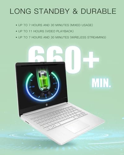HP Student Business Laptop Computer - w/Microsoft Office Lifetime & External DVD Drive • 16GB RAM • 128GB UFS & 256GB Extend Micro SD • Intel 4-Core Processor • HD Display • Win11 Pro(Silver)