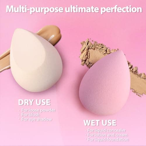 Makeup Sponge Set Foonbe Blender Sponges 7 Pcs for Liquid, Cream, and Powder, Latex Free, Multi colored Beauty Sponges with 1 Mini Sponge, Vegan & Cruelty-Free
