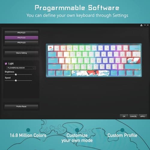 Womier 60% Percent Keyboard,WK61 Mechanical RGB Wired Gaming Keyboard,Hot-Swappable Creamy Key Board with PBT Keycaps,Linear Red Switch for Windows/MAC (Blue)