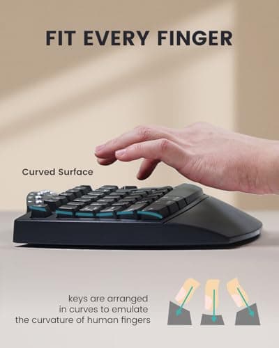 Perixx PERIBOARD-512B Wired Ergonomic USB Keyboard - Bulky 19.1x9.3x2 inches Split Design - Black - NDAA Compliant - US English