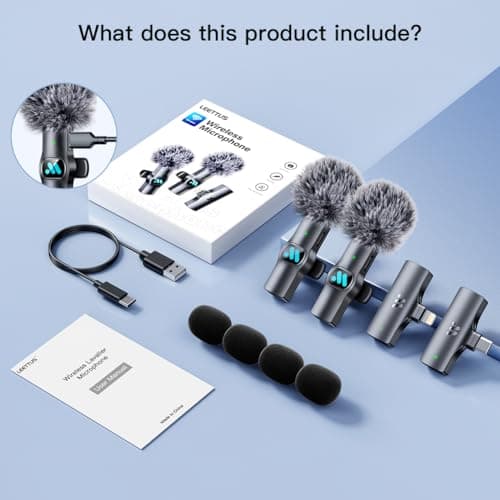 2pcs Dual Receivers Mini Microphone for iPhone 7-16 iPad Android Video Recording,Lavalier Wireless Microphone for Game Live Streaming,Interviews,YouTube,TikTok,Vlog,Gift