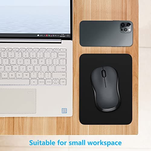 Dapesuom Small Mouse Pad, 6 x 8 Inch Thick Rubber Premium-Textured Non-Slip Portable & Washable Mini Mouse Mat for Women Men Wireless Laptops Keyboard Tray Gaming Work Computer Office Travel, Black