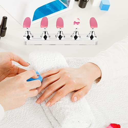 Acrylic Nail Art Display Stand - Magnetic Tips Practice Holder With 54 Pcs Reusable Adhesive Putty for DIY Painting - Stand Kit (Silver)