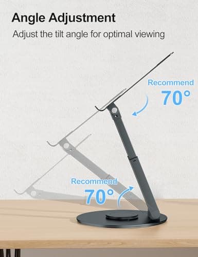 tounee Telescopic Laptop Stand for Desk with 360° Swivel Base, Sit to Stand, Height Adjustable, Portable Riser Holder for Good Posture, Compatible with MacBook Pro, All Laptops 10-17"-Gray
