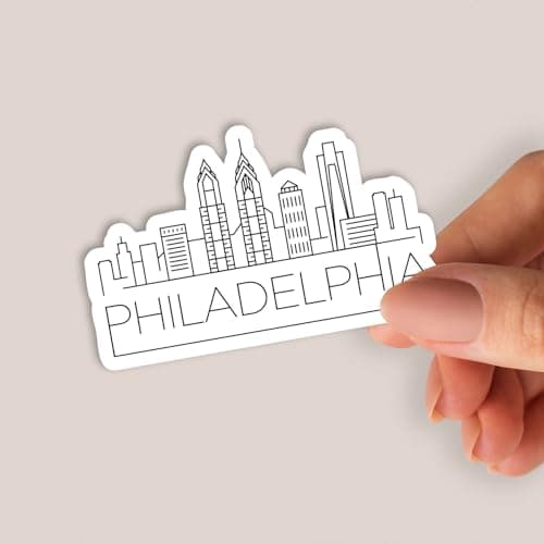 Squiddy Philadelphia Pennsylvania City Skyline - Vinyl Sticker for Car, Laptop, Notebook (5" Wide)