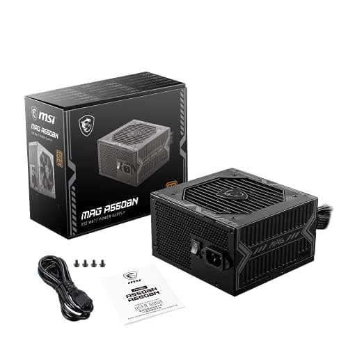 MSI MAG A550BN Gaming Power Supply - 80 Plus Bronze Certified 550W - Compact Size - ATX PSU