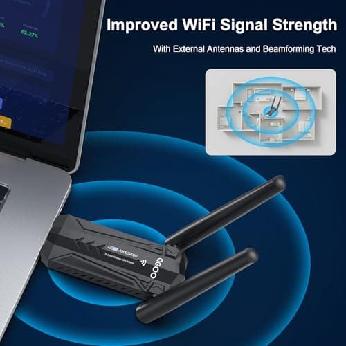 USB 3.0 WiFi 6E Adapter for Desktop PC, QGOO Tri-Band Axe 5400 Wireless Network Receiver/Dongle with 5dBi Dual Antennas, WiFi Card/Stick 6G/5G/2.4G for Laptop Computer Only Compatible Windows 11/10