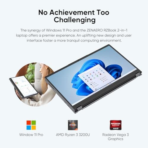 15.6" 2-in-1 Laptop | 16GB DDR4 RAM 512GB Storage | AMD Ryzen 3 3200U (up to 3.5GHz) | AMD Radeon Vega 3 | FHD Touchscreen | Windows 11 Pro | Wi-Fi 5 | BT5.1 | RJ45 | Backlit Keyboard, Gray