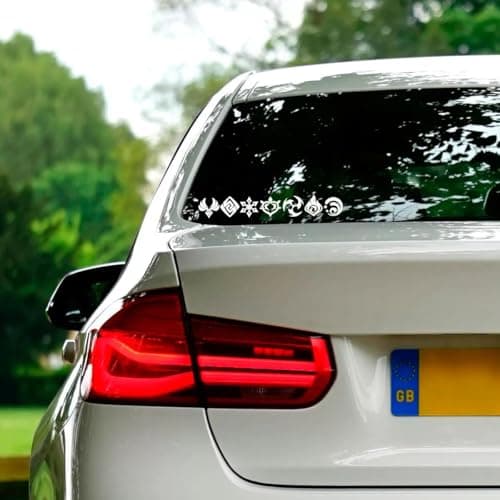 Genshin Impact in Game Archon Elements Vinyl Decal Stickers for Cars Laptop Skateboard Wall Decor 7 PC Set (White, 2.2" in x 15" in)