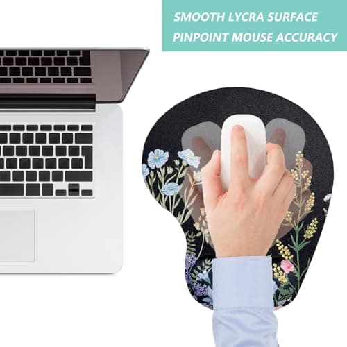 Mouse Pad with Wrist Support, Ergonomic Mouse Pads with Memory Foam Wrist Rest, Easy Typing Pain Relief, Comfortable Home Office Computer Wrist Support Pads for Working Studying Gaming, Flowers-01