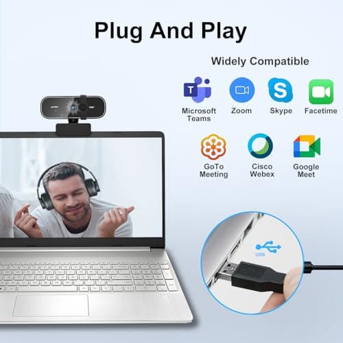 C28 1080P Webcam with Privacy Cover and Tripod Stand, PC Camera with Noise-Cancelling Mic, Auto Light Correction, Plug and Play, Web Camera for Streaming, Zoom/Facetime