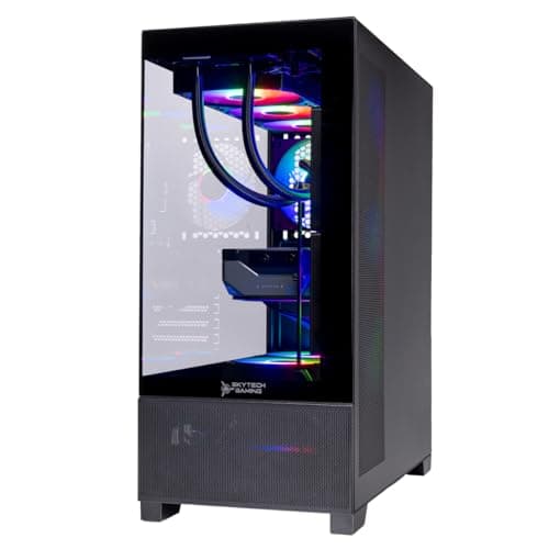 Skytech Azure Gaming PC Desktop, Ryzen 9 9900X 4.4 GHz (5.6GHz Turbo), NVIDIA RTX 5070 Ti 16GB, 2TB Gen4 NVMe SSD, 32GB DDR5 RAM 5200 RGB, 850W Gold ATX 3 PSU, 360mm ARGB AIO, Wi-Fi, Win 11