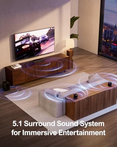 ULTIMEA 5.1ch Sound Bar with Subwoofer, Home Theater Virtual Surround Sound System for TV, Soundbar with App Control, 2 Surround Speakers, Opt/AUX, Peak Power 250W, Aura A30